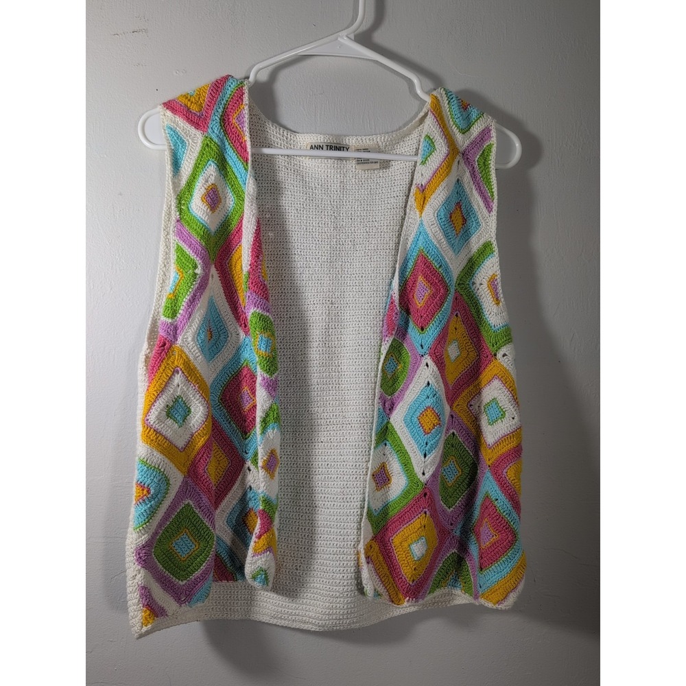 Grannycore Sweater Vest Knit  Pattern Ann Trinity‎ Size L